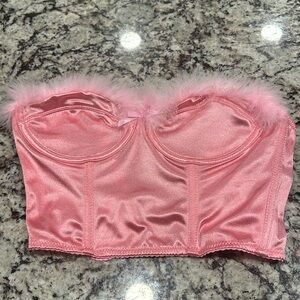 Dolls Kill pink fuzzy corset top